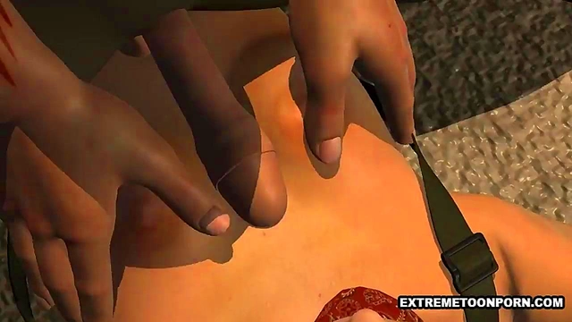 3D Babe Has Her Tits and Pussy Fucked Outdoors