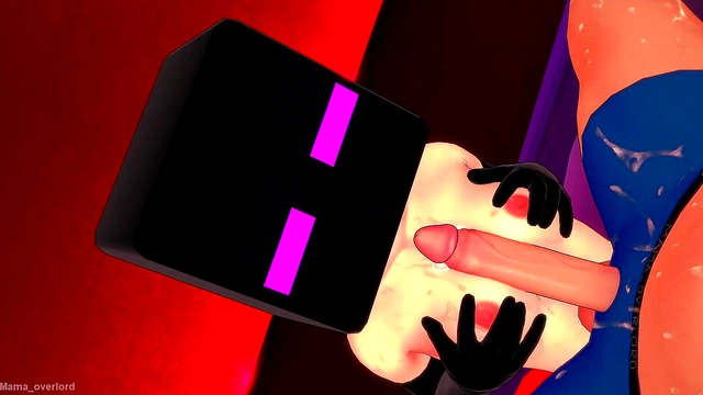 The bride is very hot, she wears fishnet stockings and an enderman mask, ready to fuck before going to (3D hentai) (minecraft)