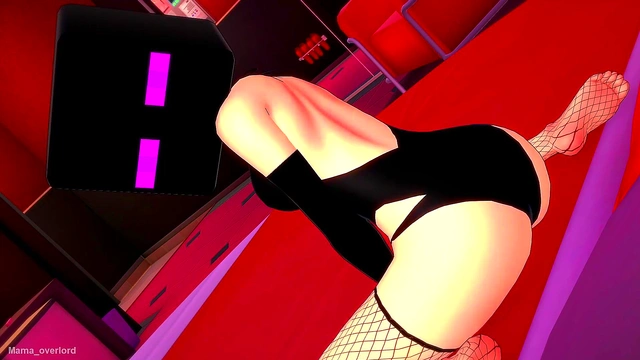 The bride is very hot, she wears fishnet stockings and an enderman mask, ready to fuck before going to (3D hentai) (minecraft)