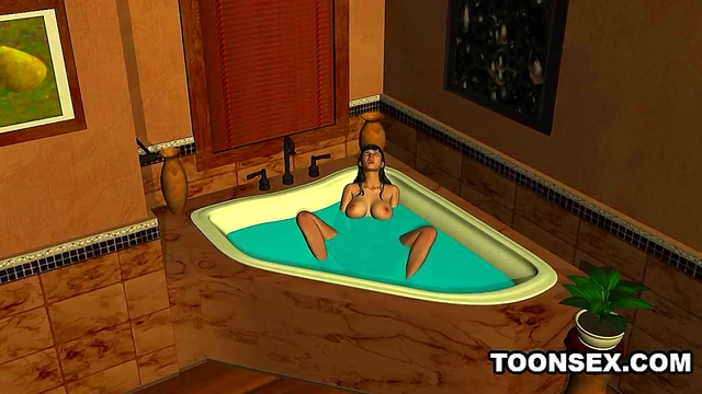 Sexy 3D babe masturbates before getting fucked