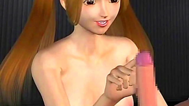 Delicate 3d hottie playing with a cock