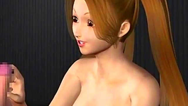 Delicate 3d hottie playing with a cock