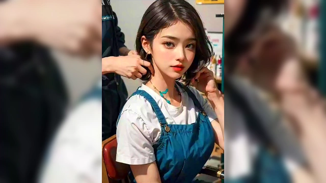 (3D ANIMATED HENTAI ASIAN MODEL) with the hairdresser (with pussy masturbation ASMR sound!)