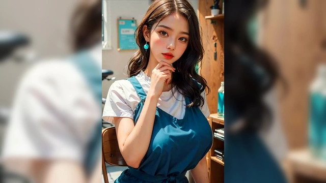 (3D ANIMATED HENTAI ASIAN MODEL) with the hairdresser (with pussy masturbation ASMR sound!)