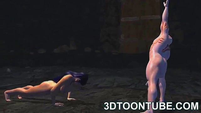 Busty 3D cartoon babe sucks cock and gets fucked