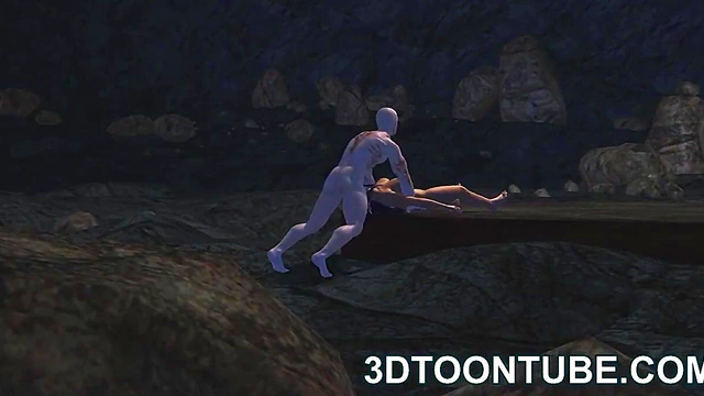 Busty 3D cartoon babe sucks cock and gets fucked