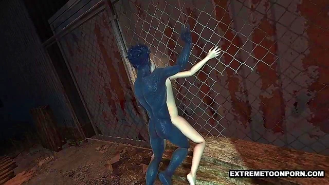 Shaved 3D Toon Babe Gets Fucked Hard by a Monster