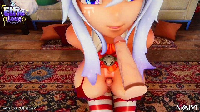 Hentai Vtuber Elfie Love gives you blow job & boob job w/ cumshot on her tits (3D / VRCHAT / MMD)