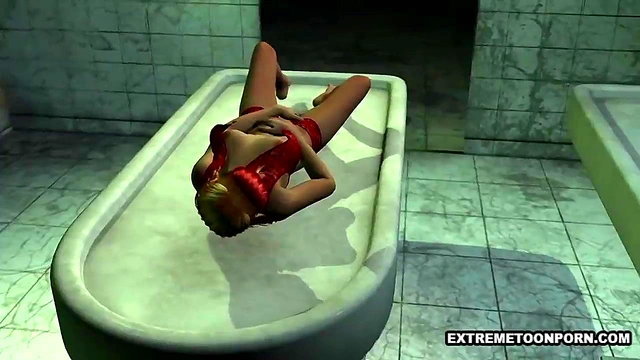 Busty 3D cartoon lesbian babes fool around in a m.