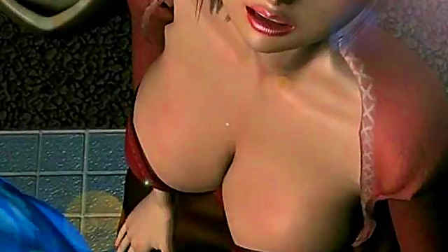 3D Cartoon hottie sucking a black cock