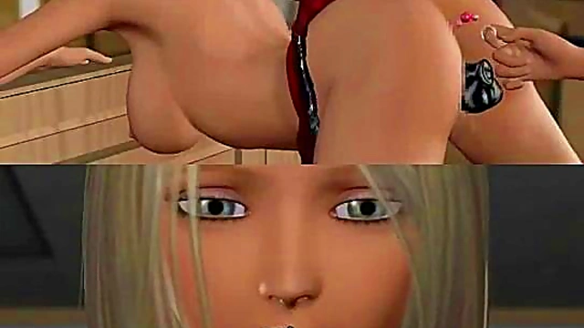 Two 3D cartoon lesbians toying