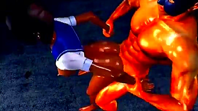 Ebony 3d hottie rammed by a muscled cock