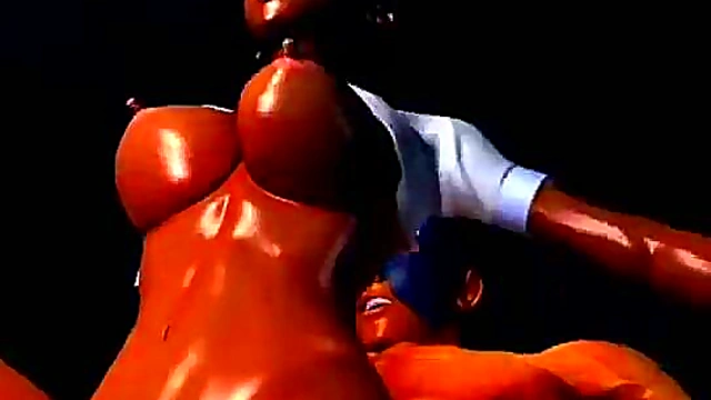 Ebony 3d hottie rammed by a muscled cock