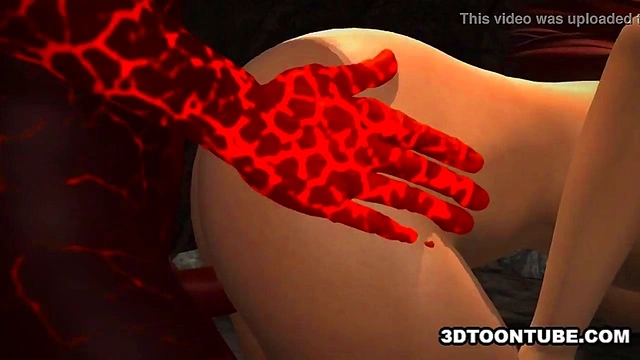 3D babe taking a pair of reptile cocks into all of her holes