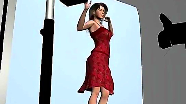 Busty 3d cutie spreading wet pussy open