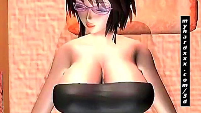 Geeky 3D Hentai Babe Slurps Hot Cum