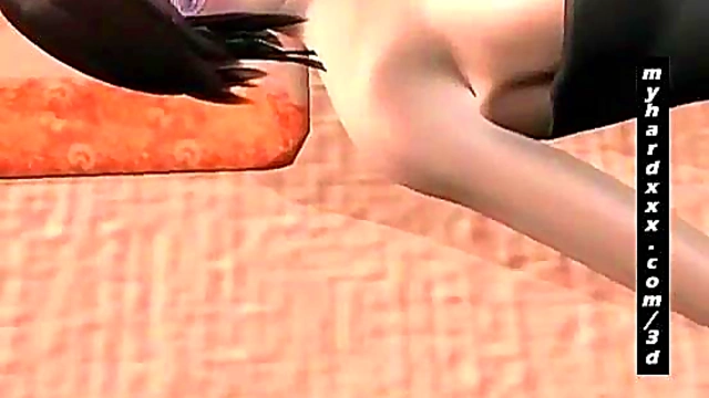 Geeky 3D Hentai Babe Slurps Hot Cum