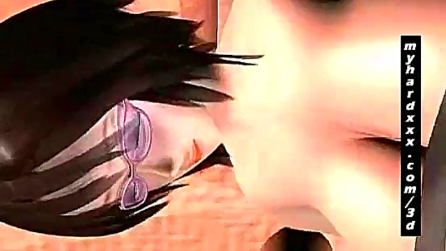 Geeky 3D Hentai Babe Slurps Hot Cum