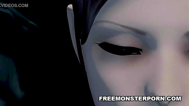 Sexy pale 3D cartoon lesbian babe getting eaten out