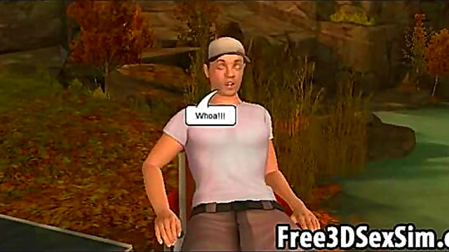 Two 3D cartoon honeys getting fucked in the woods