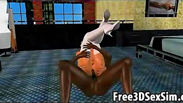 Foxy 3D cartoon honey gets fucked by an ebony stud