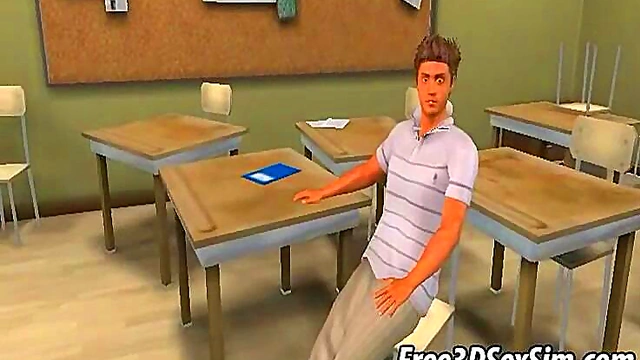 Two hot 3D babes using their charms on some geeks