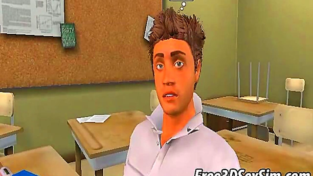 Two hot 3D babes using their charms on some geeks