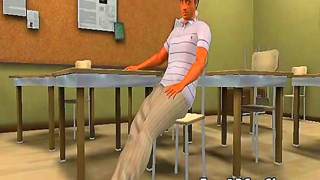 Two hot 3D babes using their charms on some geeks