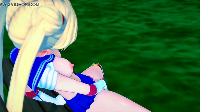 Sailor Moon masturbating in the park at night. Uncensored Hentai.