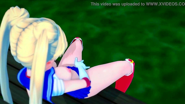 Sailor Moon masturbating in the park at night. Uncensored Hentai.