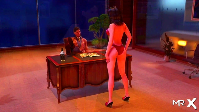 FashionBusiness - Girl 18+ shows breasts in red suit E1 #72