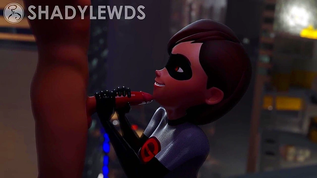 Helen Parr Rooftop Handjob (Grey Suit)