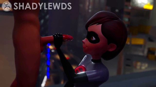 Helen Parr Rooftop Handjob (Grey Suit)