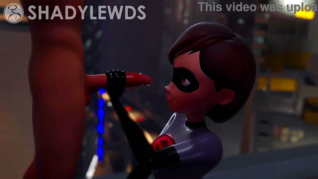 Helen Parr Rooftop Handjob (Grey Suit)