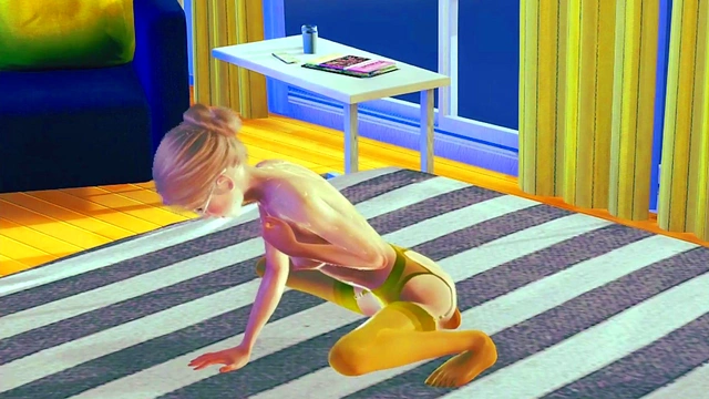 Teen 18+ stocking Solo Masturbation 3D