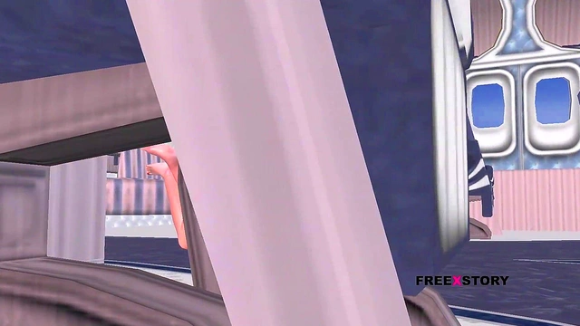 Animated 3D porn - A beautiful Teen 18+ Girl 18+ giving sexy poses in the Airplane and Fingering her sexy pussy