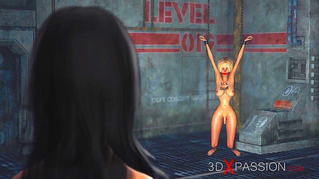 3d hot dickGirl 18+ plays with a horny shemale blonde in the industrial zone