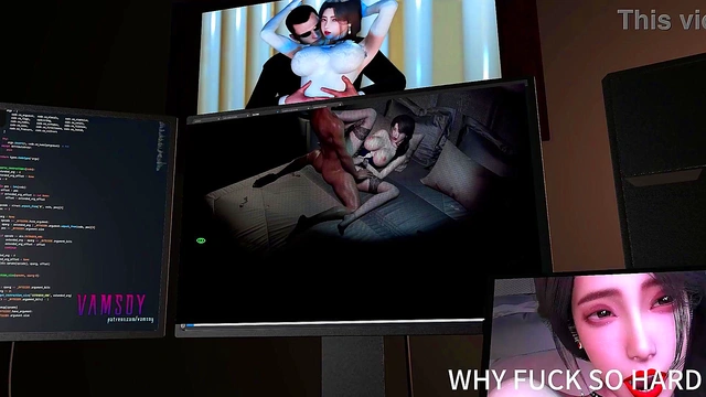 3D big boobs wife cheating with BBC in her bedroom