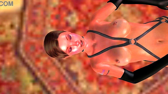 Animated 3D Sex - Cute Lesbian Girl 18+ riding stapon dick in Reverse cowGirl 18+ position