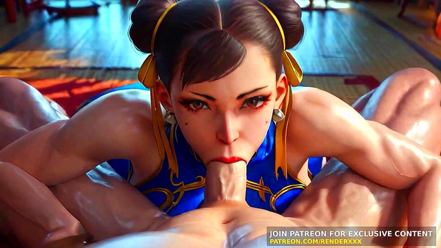 3D Animation : Street Fighter - Chun Li Blowjob FullNelson Fuck