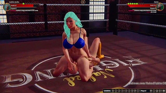Justine Jawba VS Aaron (Naked Fighter 3D)