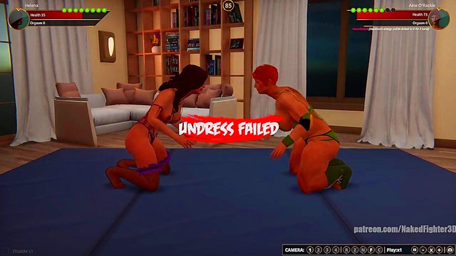 Helena VS Aine O'Rackie (Naked Fighter 3D)