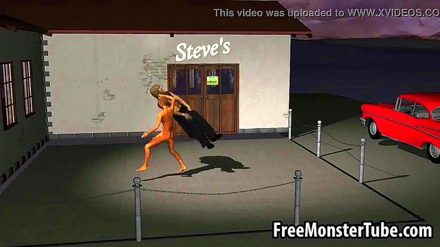 Sexy 3D cartoon zombie babe getting fucked outdoors