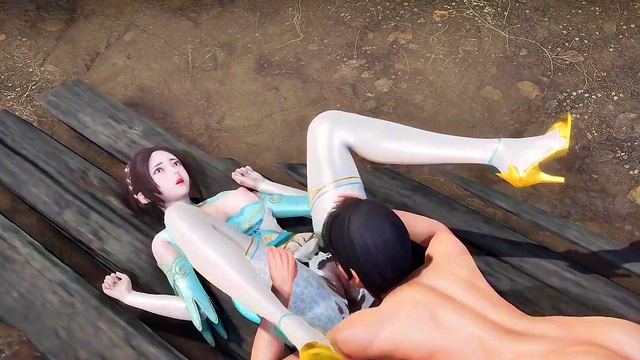 3D Horny slut Asain whore cheating with big cock in wild