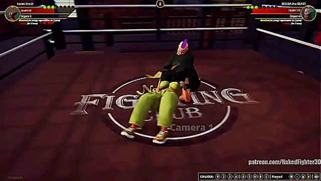 Karen Krash VS BOLDA the BEAST (Naked Fighter 3D)