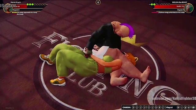 Karen Krash VS BOLDA the BEAST (Naked Fighter 3D)