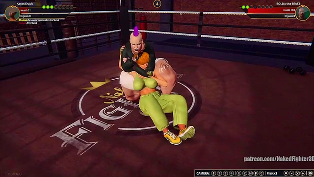 Karen Krash VS BOLDA the BEAST (Naked Fighter 3D)