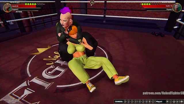 Karen Krash VS BOLDA the BEAST (Naked Fighter 3D)
