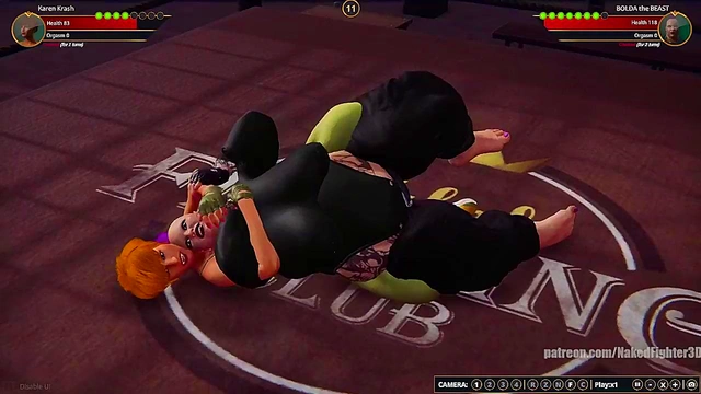 Karen Krash VS BOLDA the BEAST (Naked Fighter 3D)