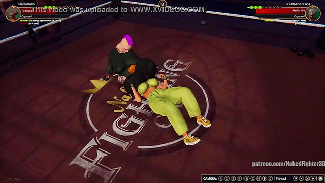 Karen Krash VS BOLDA the BEAST (Naked Fighter 3D)